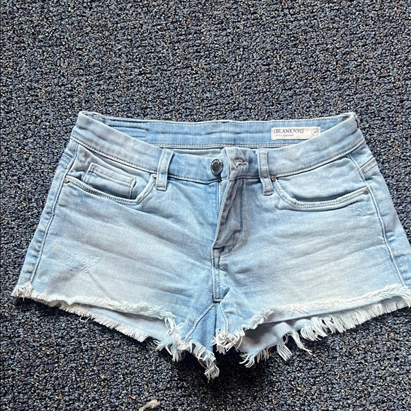 Blank NYC Pants - Blank NYC Light Wash Denim Frayed Hem Shorts